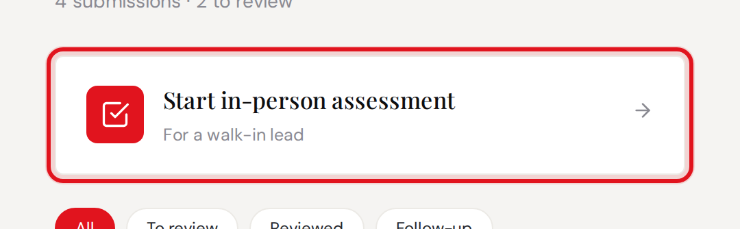 Start in-person assessment tile